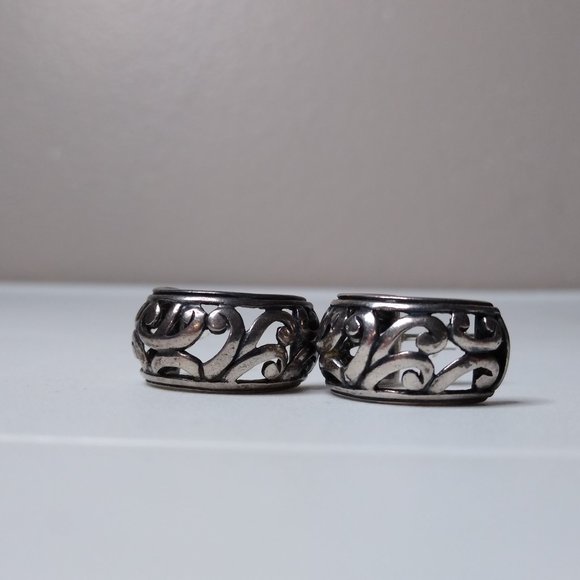 Vintage Metal Half Hoop Earrings - Picture 2 of 13